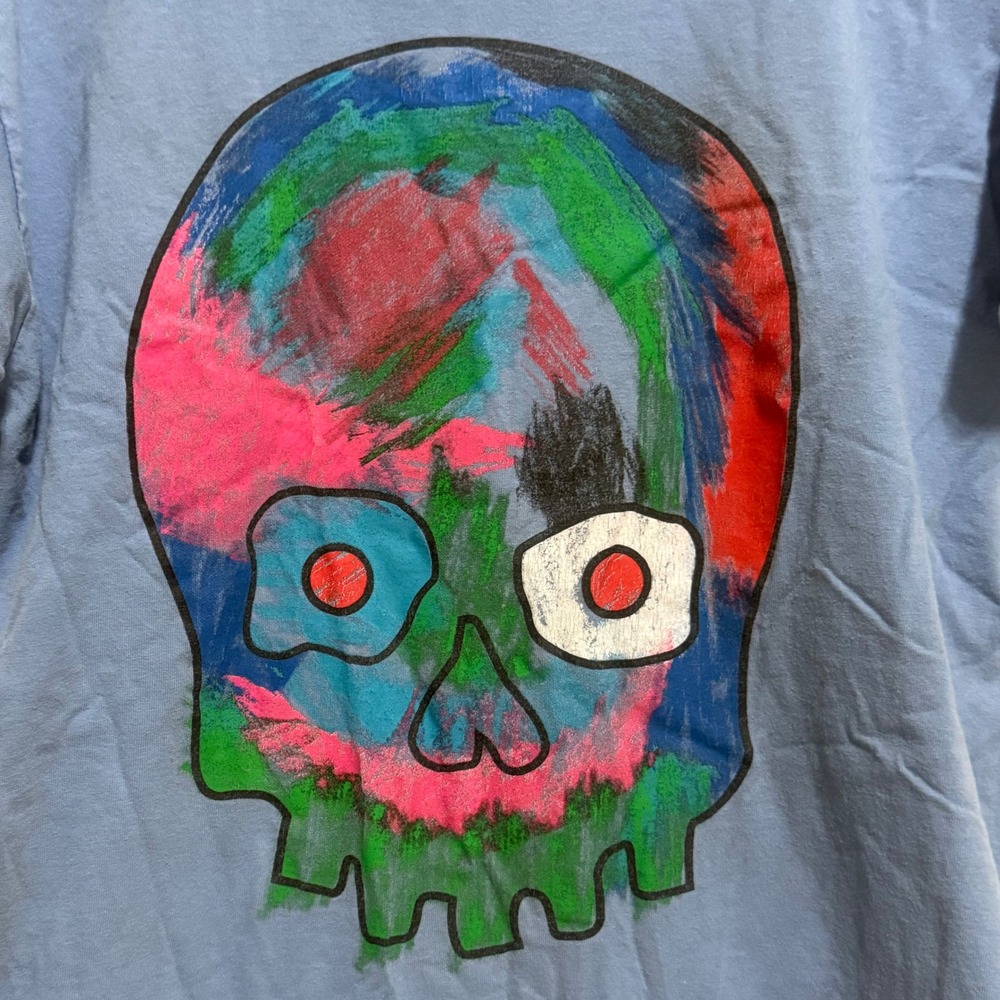 Baby K Not For Resale Skull Graphic T-Shirt Blue Large Made in USA